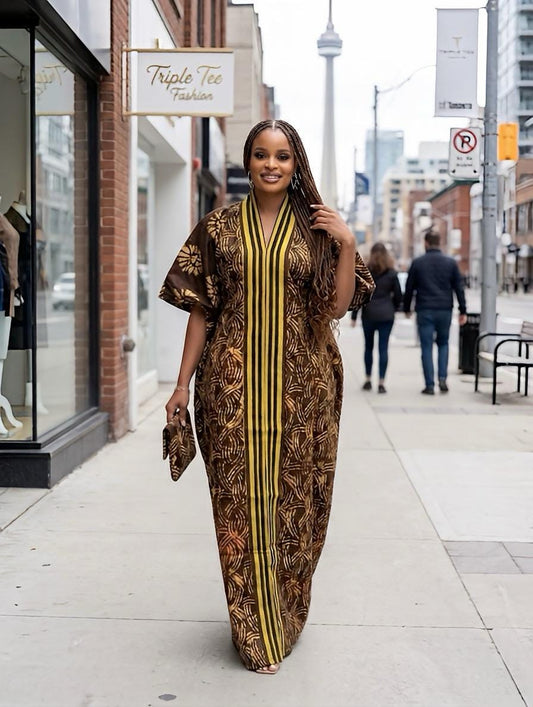 Handmade African Adire Batik Kaftan Dress | Nigerian Boubou
