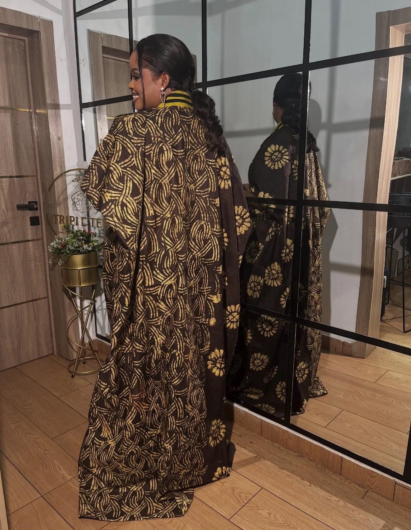 Handmade African Adire Batik Kaftan Dress | Nigerian Boubou