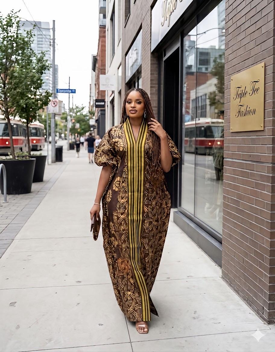 Handmade African Adire Batik Kaftan Dress | Nigerian Boubou