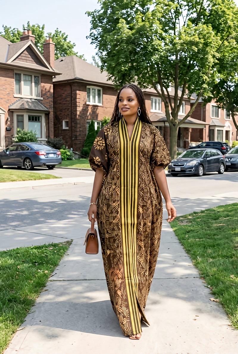 Handmade African Adire Batik Kaftan Dress | Nigerian Boubou