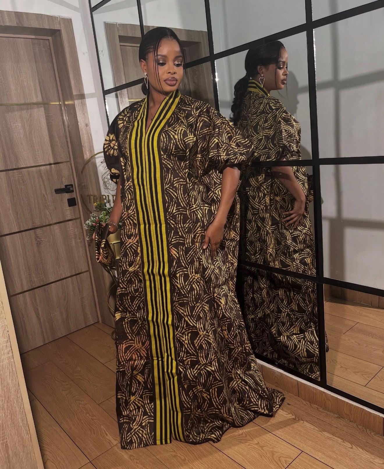 Handmade African Adire Batik Kaftan Dress | Nigerian Boubou