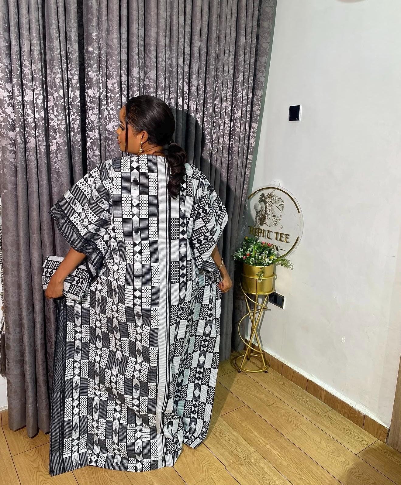Authentic Akwete Boubou Dress with Scarf | African Kaftan, Traditional Nigerian Wear
