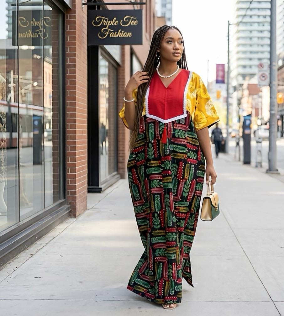 African Ankara Brocade dress| danshiki | Kaftan| Handmade African print dress | Nigerian made | Tie and Dye | Boubou| Rich aunty| Ankara