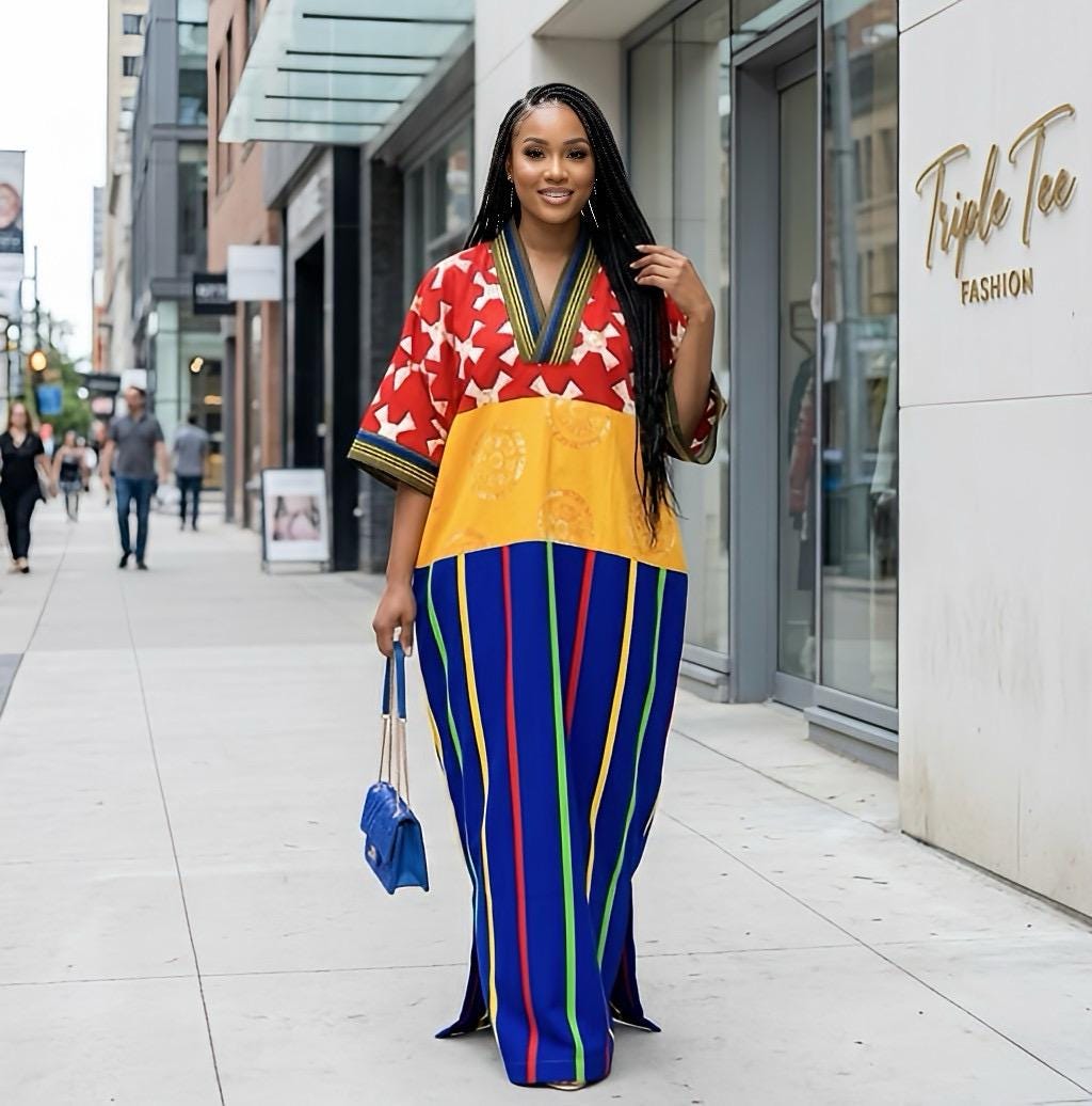 African Ankara Brocade dress| danshiki | Kaftan| Handmade African print dress | Nigerian made | Tie and Dye | Boubou| Rich aunty| Ankara