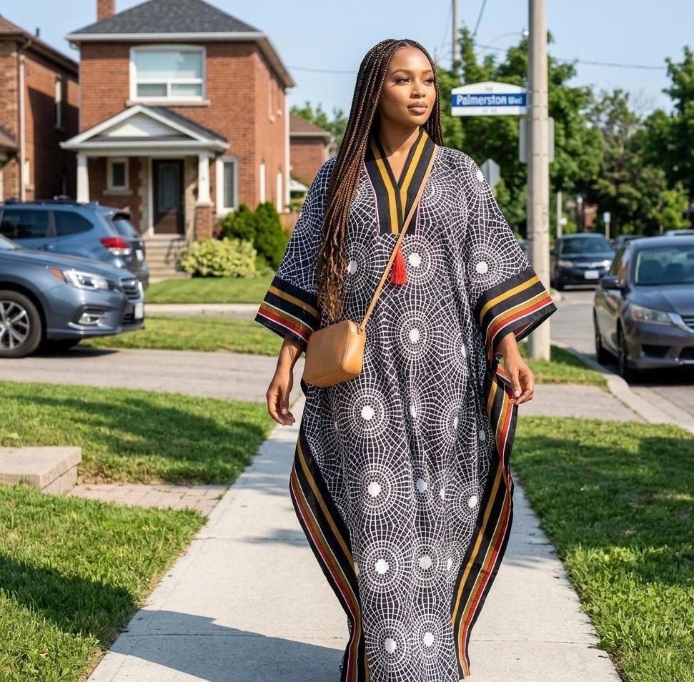 Handmade Ankara Brocade Kaftan Dress | African Print Boubou with Headtie