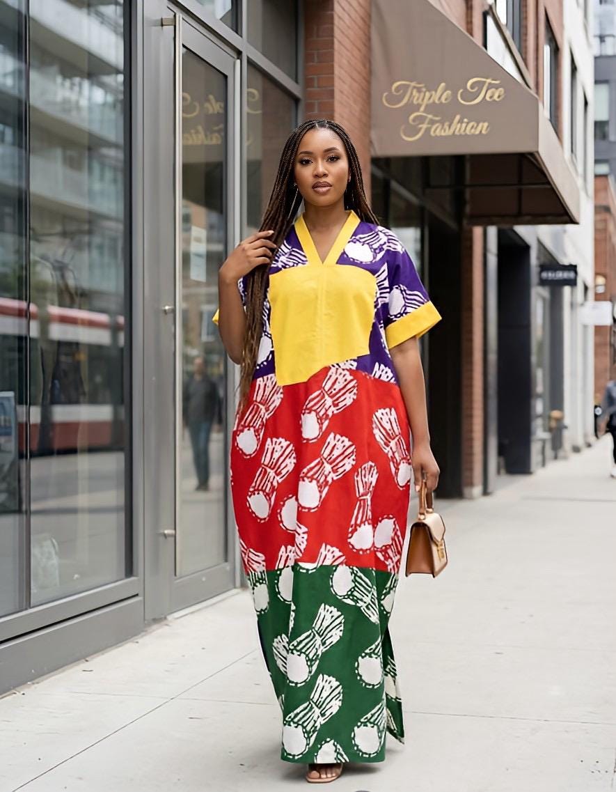 African Ankara Brocade dress| danshiki | Kaftan| Handmade African print dress | Nigerian made | Tie and Dye | Boubou| Rich aunty| Ankara