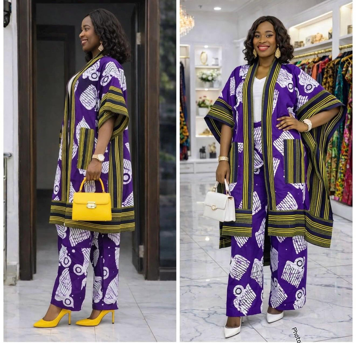 Ankara Kimono & Aso Oke Pants Set | African Style