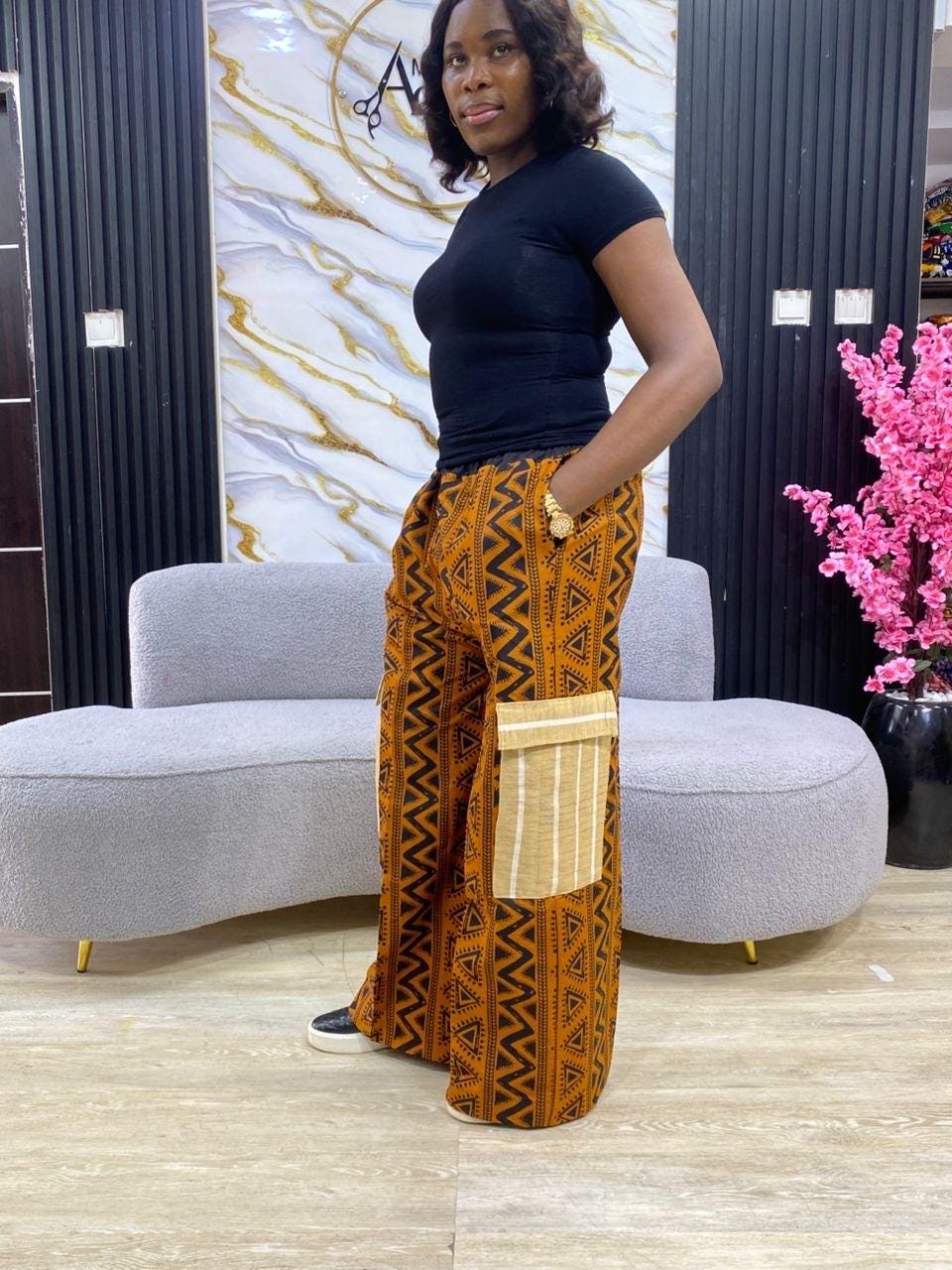 Luxury Ankara & Aso Oke Pants for Women | High Waist African Print Trousers | Ready to Wear Afrocentric Fashion