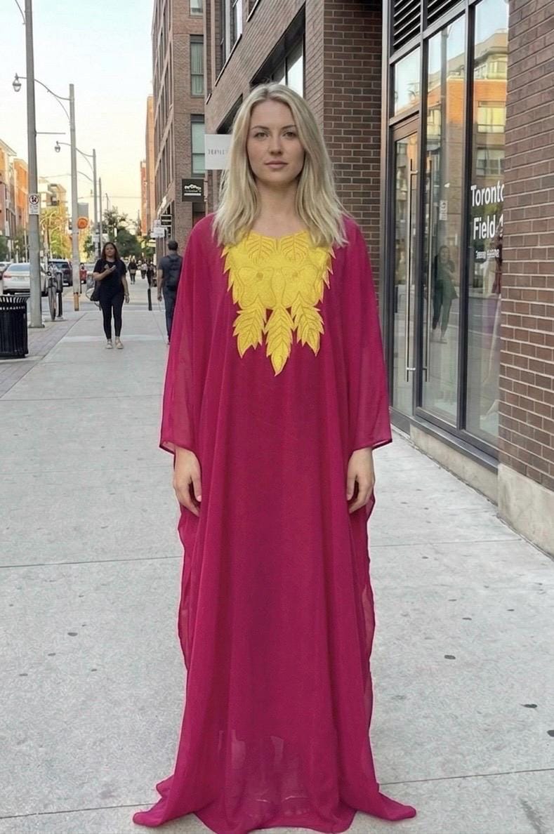 Embroidered African Kaftan Dress | Organdy Bubu, One Size