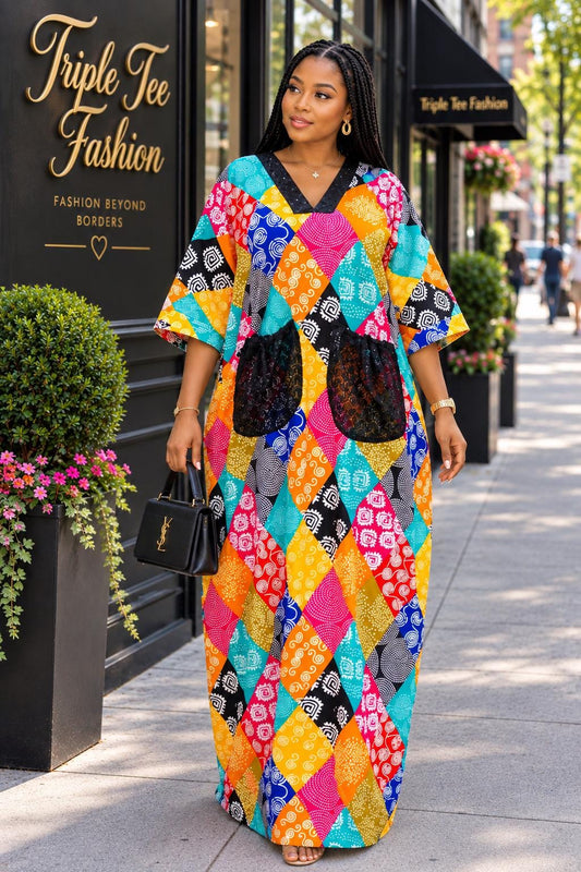 Ankara Boubou Dress | African Print Kaftan, Party Gown