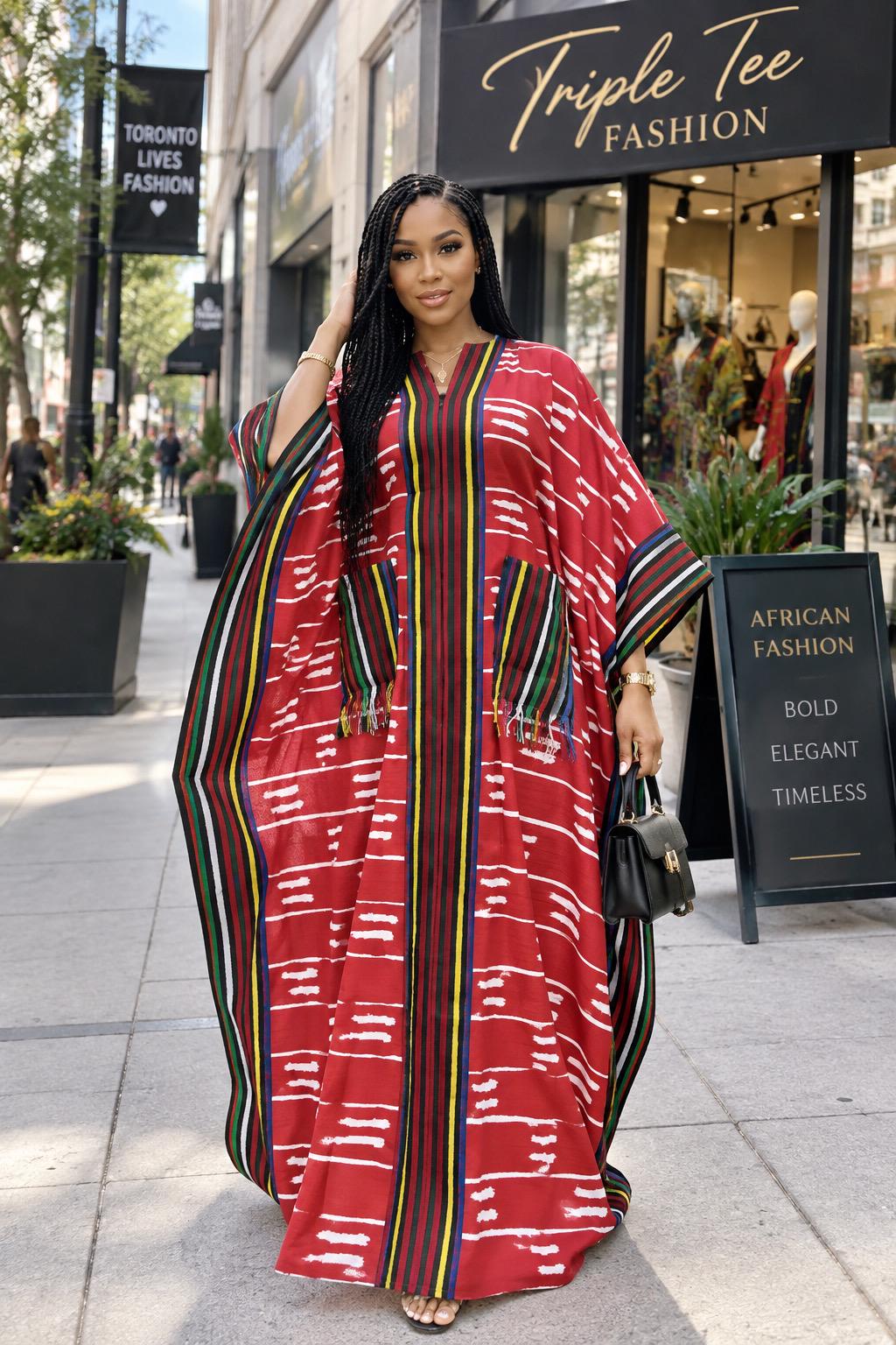Handmade Ankara Brocade Kaftan Dress | African Print Boubou