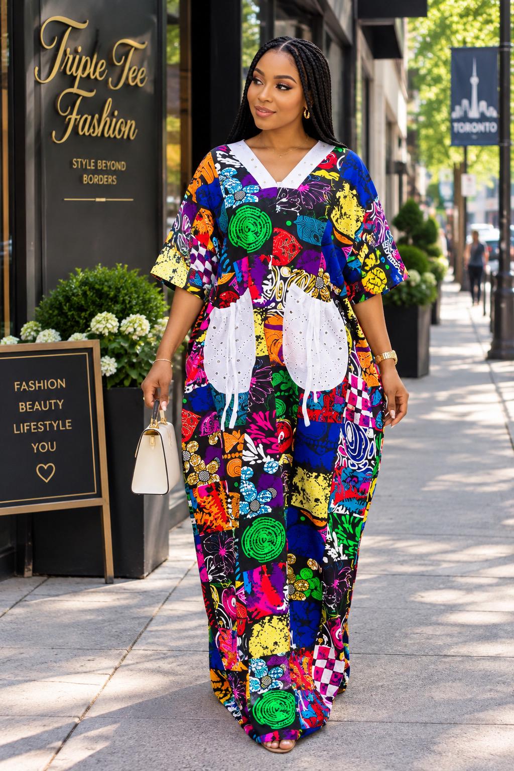Ankara Boubou Dress | African Print Kaftan, Party Gown