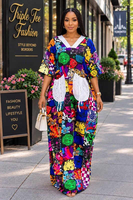 Ankara Boubou Dress | African Print Kaftan, Party Gown