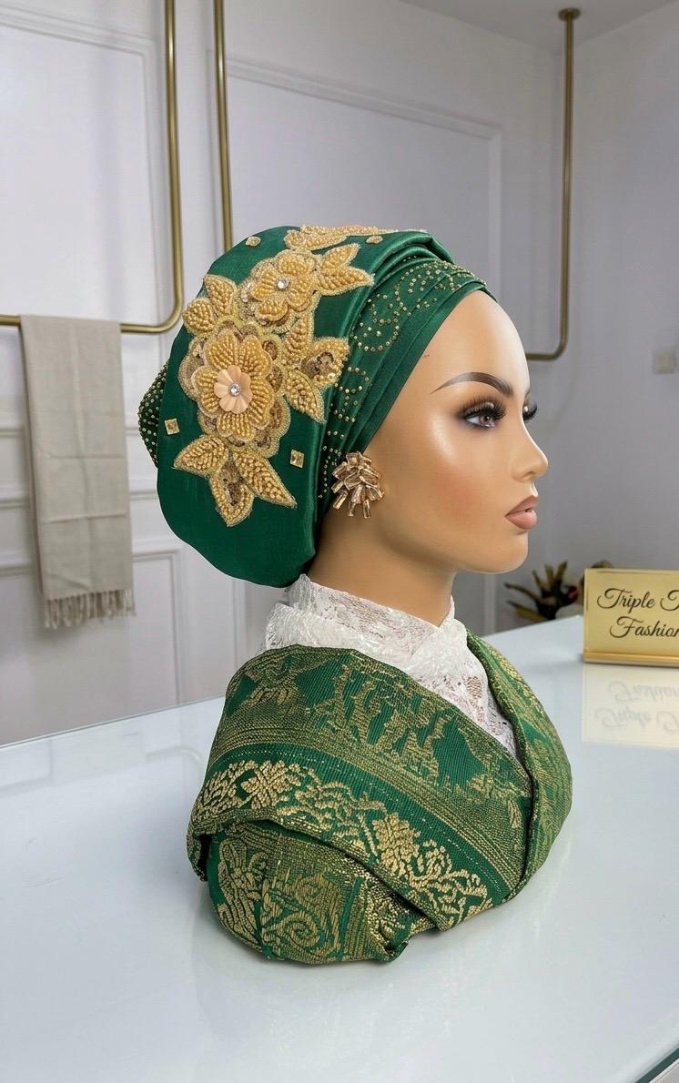 Luxury Duchess Silk Turban Hat | Pre-tied, Crystal Embellished