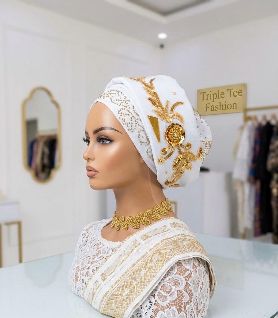 Luxury Duchess Silk Turban Hat | Pre-tied, Crystal Embellished