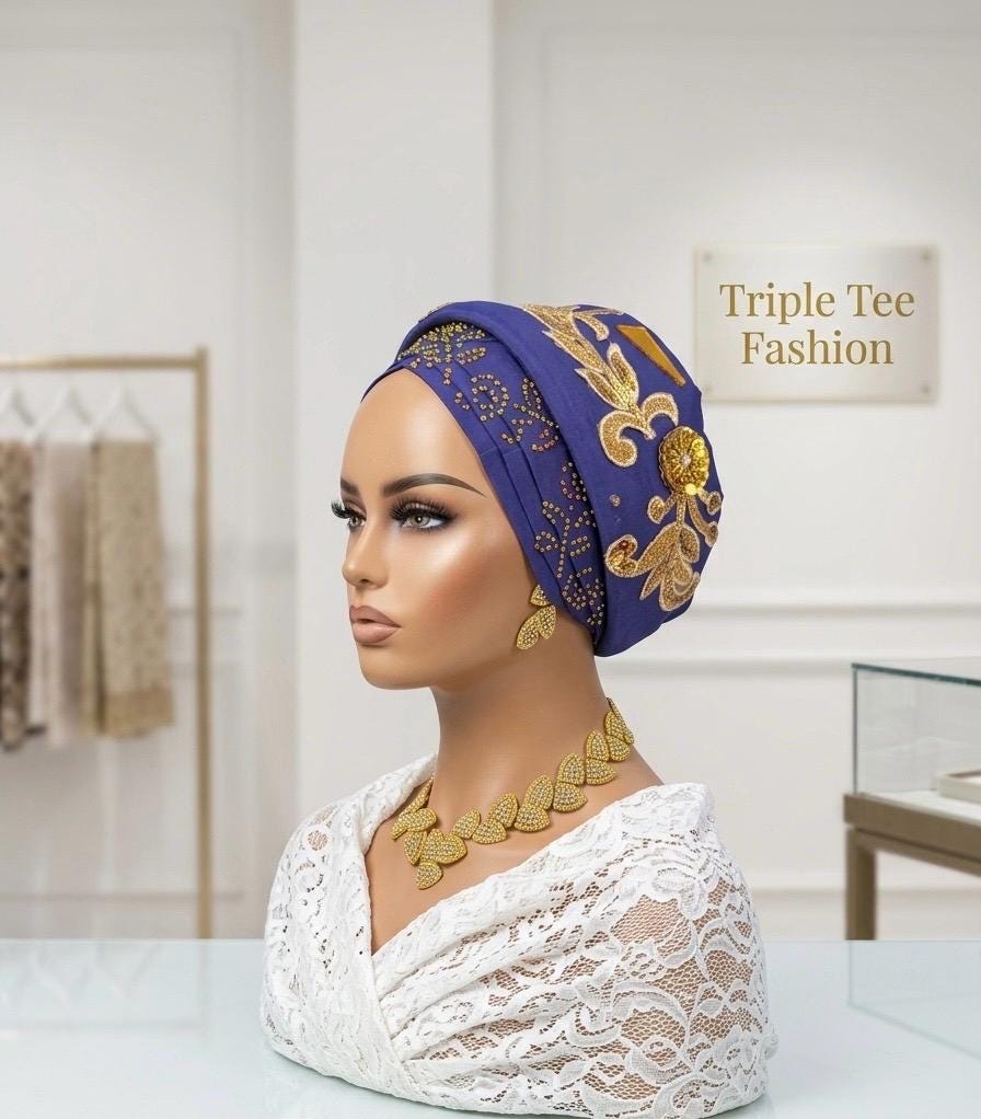 Luxury Duchess Silk Turban Hat | Pre-tied, Crystal Embellished