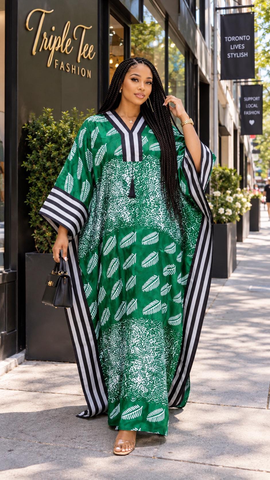 Handmade Ankara Brocade Kaftan Dress | African Print Boubou with scarf
