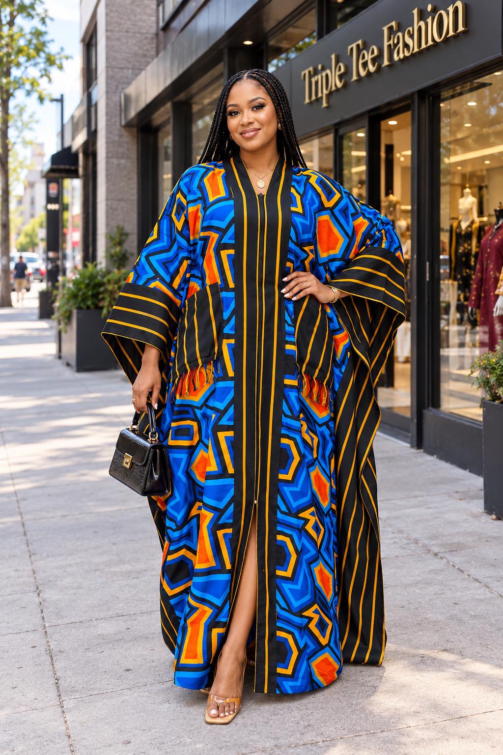 Handmade Ankara Brocade Kaftan Dress | African Print Boubou