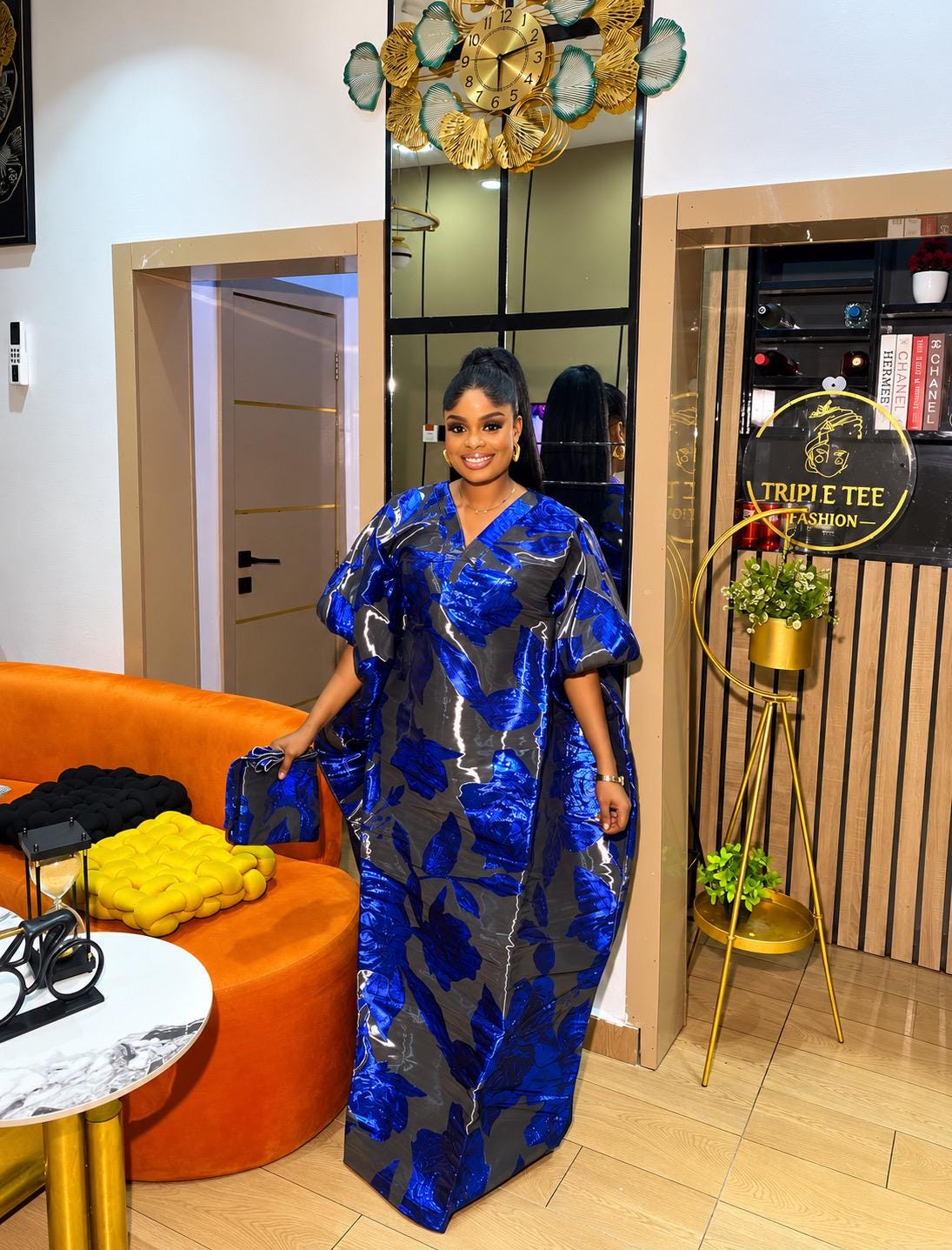 Luxury African Boubou Dress for Women, Iridescent Brocade Kaftan, One Size Free Size Maxi Gown, Inner Belt Waist, African Wedding Dress
