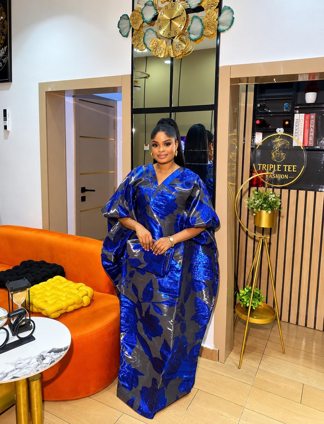 Luxury African Boubou Dress for Women, Iridescent Brocade Kaftan, One Size Free Size Maxi Gown, Inner Belt Waist, African Wedding Dress