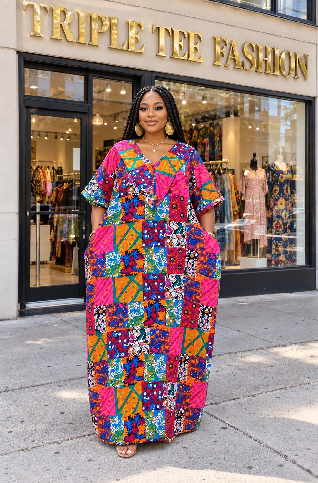 Ankara Boubou Dress | African Print Kaftan, Party Gown