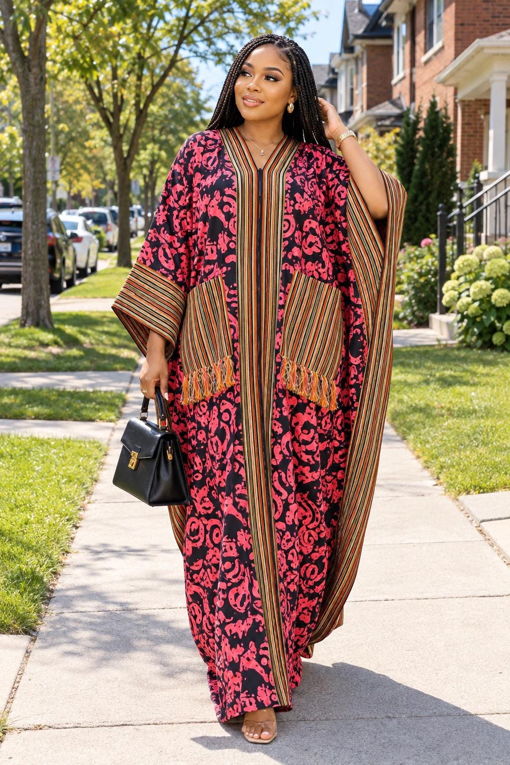 Handmade Ankara Brocade Kaftan Dress | African Print Boubou