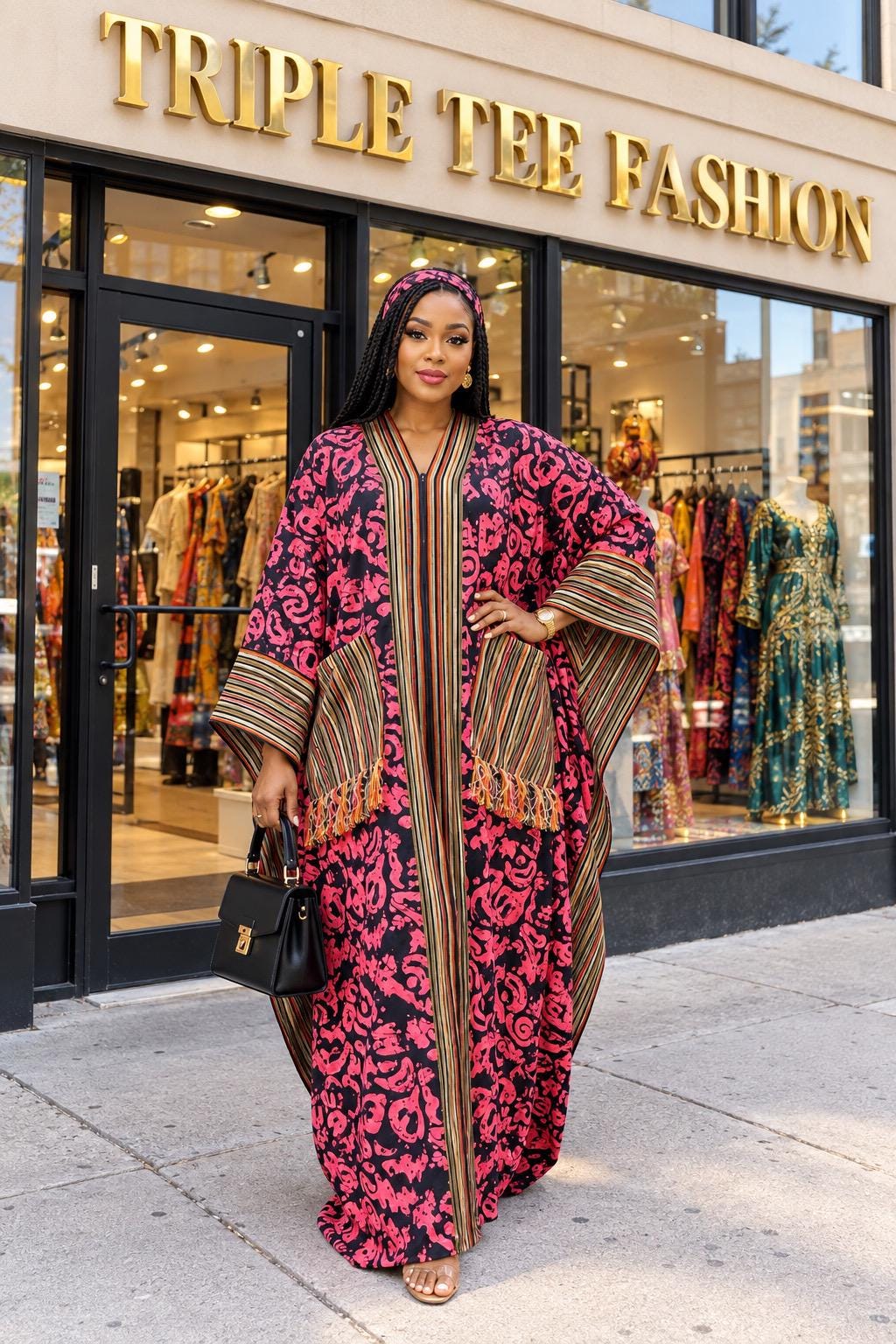 Handmade Ankara Brocade Kaftan Dress | African Print Boubou