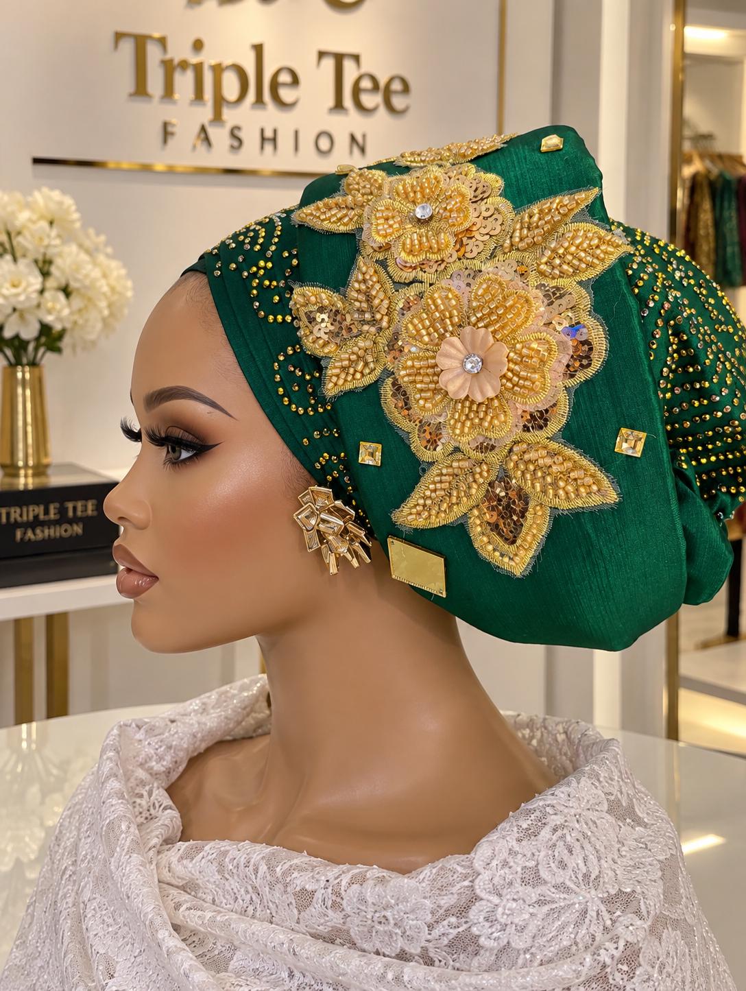 Luxury Duchess Silk Turban Hat | Pre-tied, Crystal Embellished