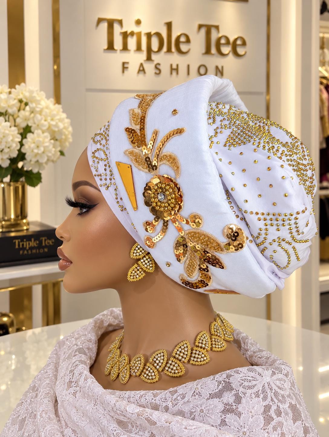 Luxury Duchess Silk Turban Hat | Pre-tied, Crystal Embellished