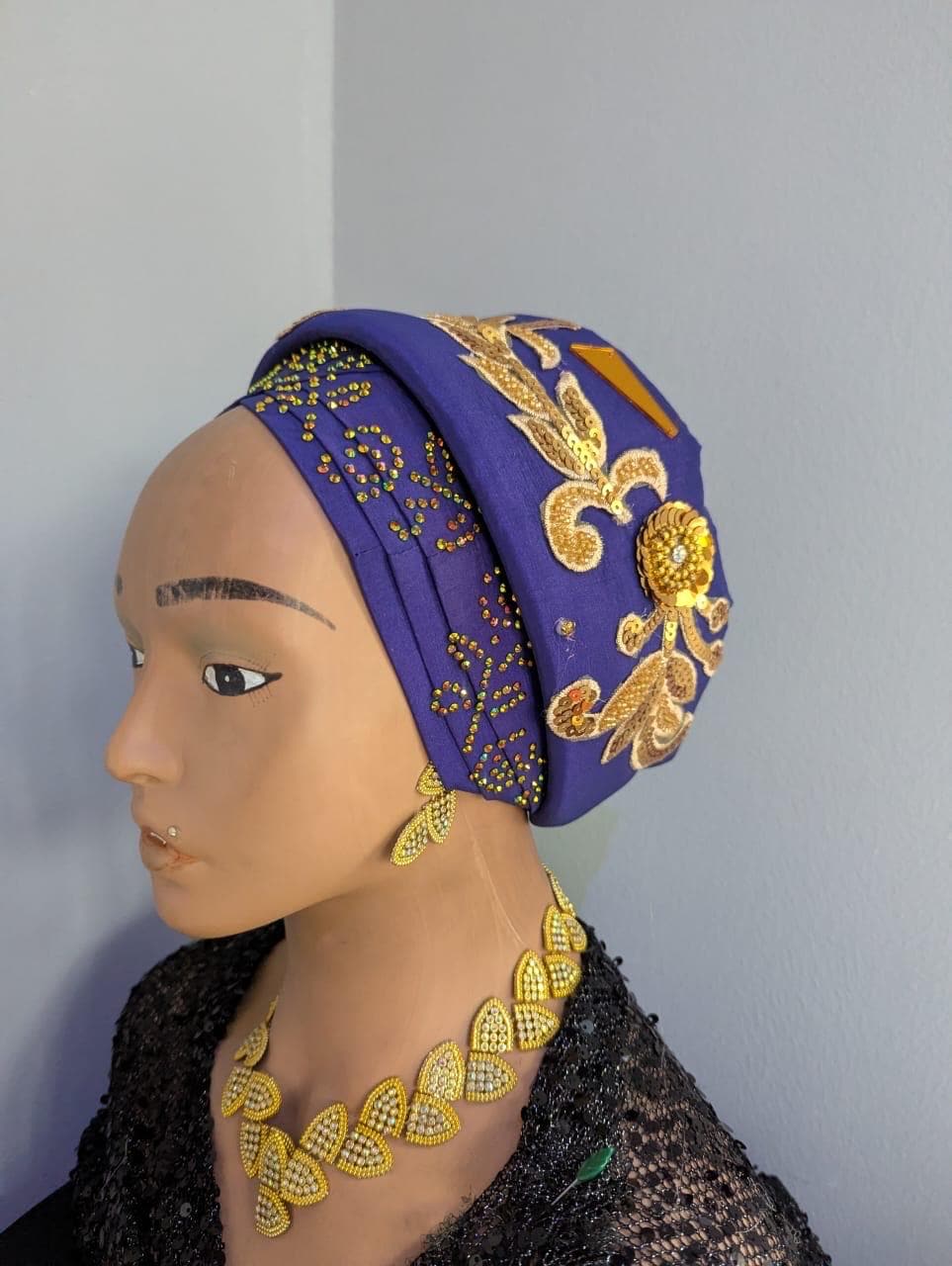 Luxury Duchess Silk Turban Hat | Pre-tied, Crystal Embellished