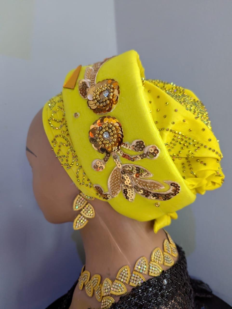 Luxury Duchess Silk Turban Hat | Pre-tied, Crystal Embellished