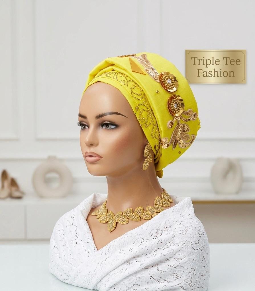 Luxury Duchess Silk Turban Hat | Pre-tied, Crystal Embellished
