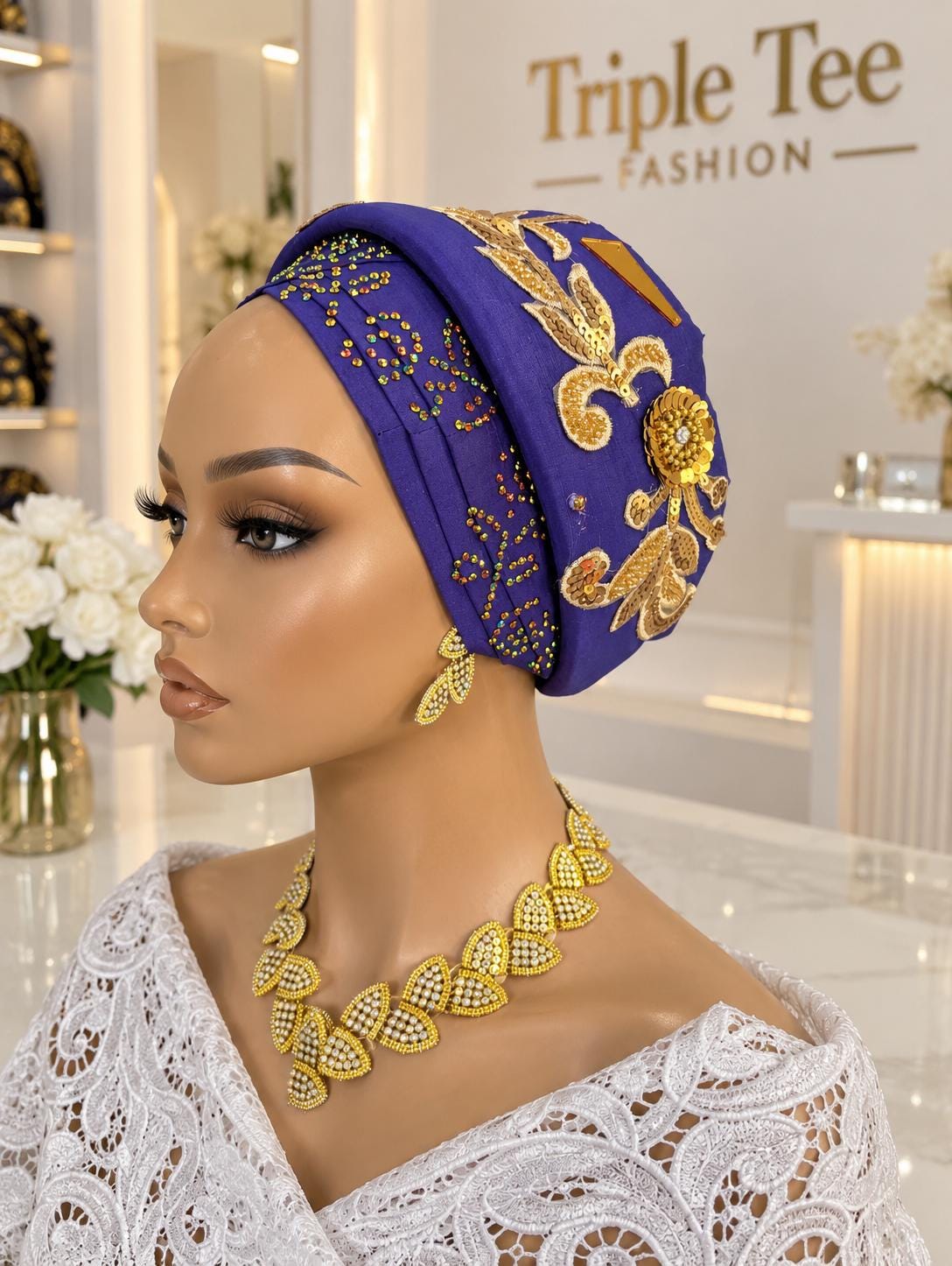 Luxury Duchess Silk Turban Hat | Pre-tied, Crystal Embellished