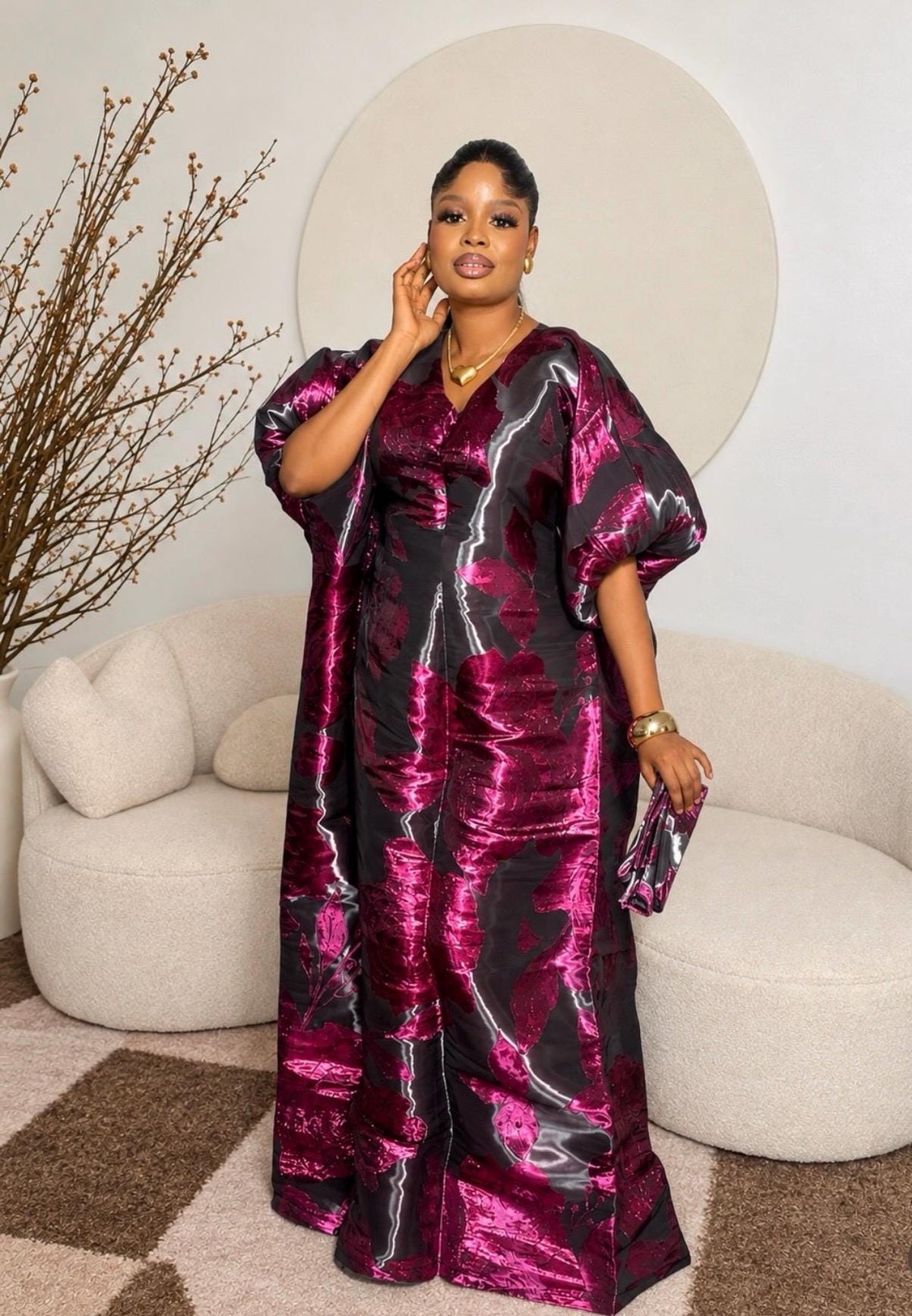 Luxury African Boubou Dress for Women, Iridescent Brocade Kaftan, One Size Free Size Maxi Gown, Inner Belt Waist, African Wedding Dress