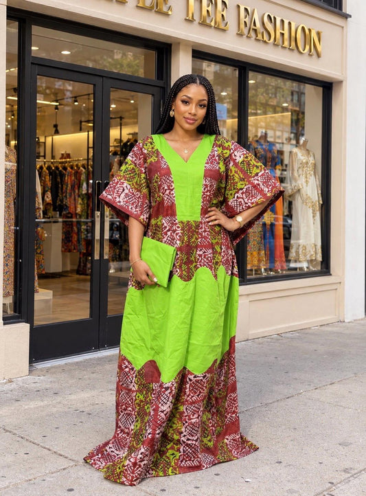 Handmade African Print Kaftan Dress | Adire Batik Boubou