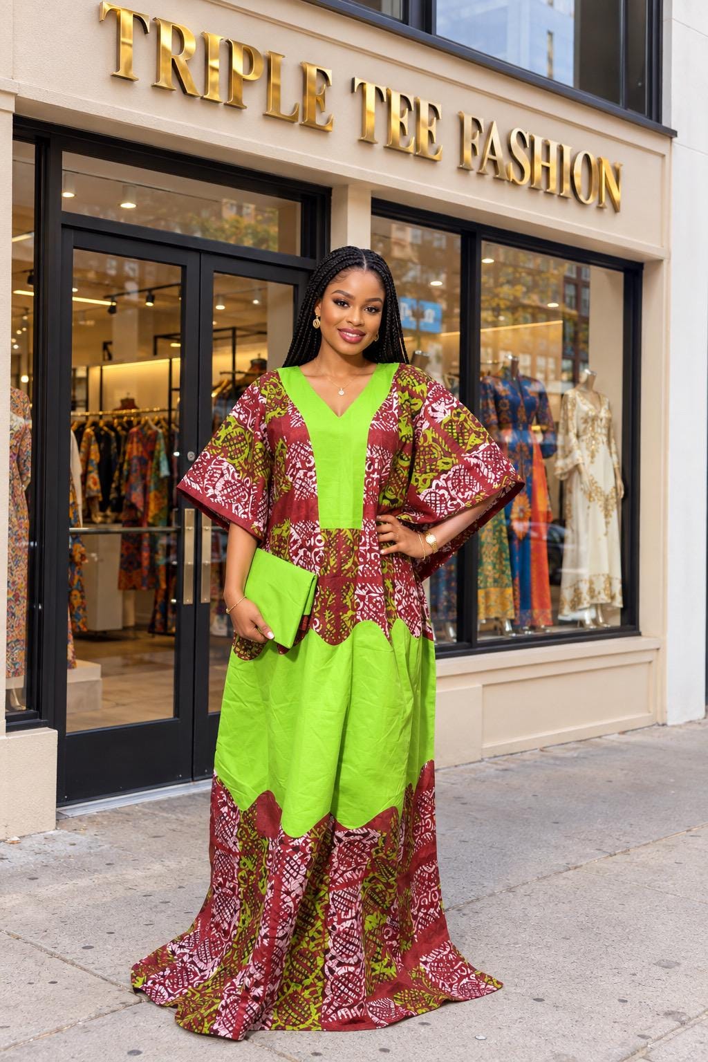 Handmade African Print Kaftan Dress | Adire Batik Boubou