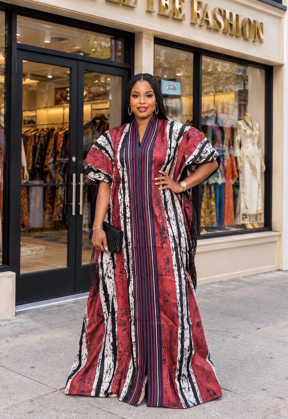 Handmade African Adire Batik Kaftan Dress | Nigerian Boubou