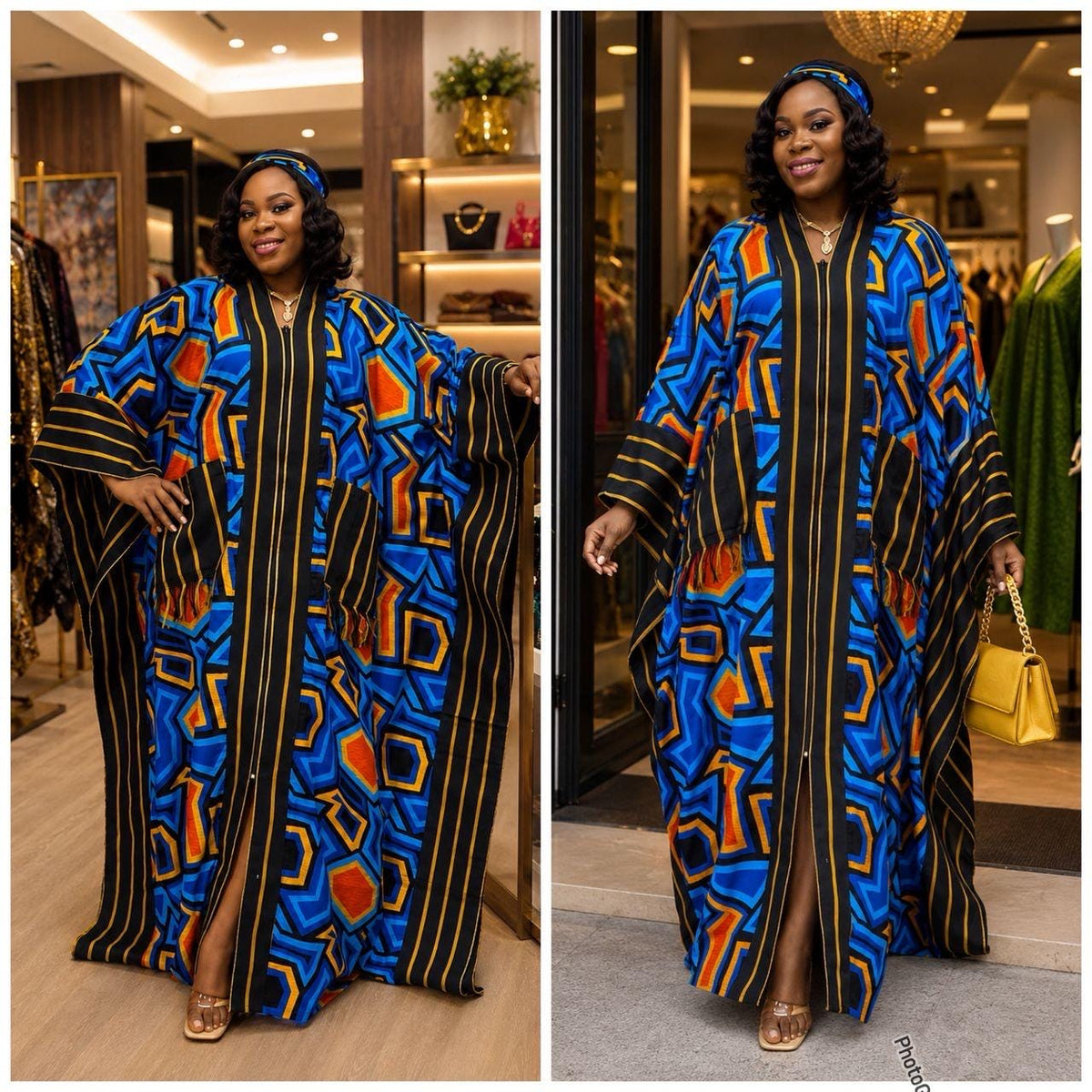 Handmade Ankara Brocade Kaftan Dress | African Print Boubou