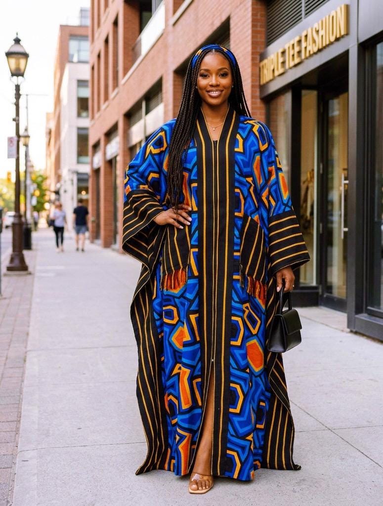 Handmade Ankara Brocade Kaftan Dress | African Print Boubou