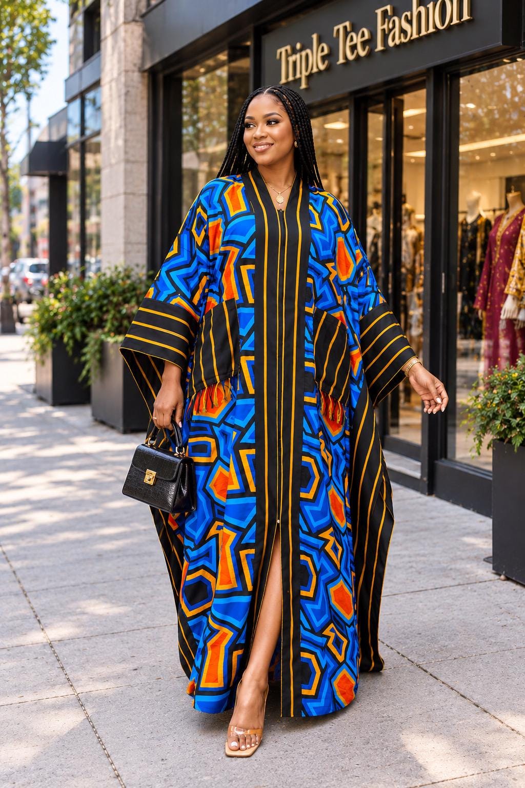 Handmade Ankara Brocade Kaftan Dress | African Print Boubou