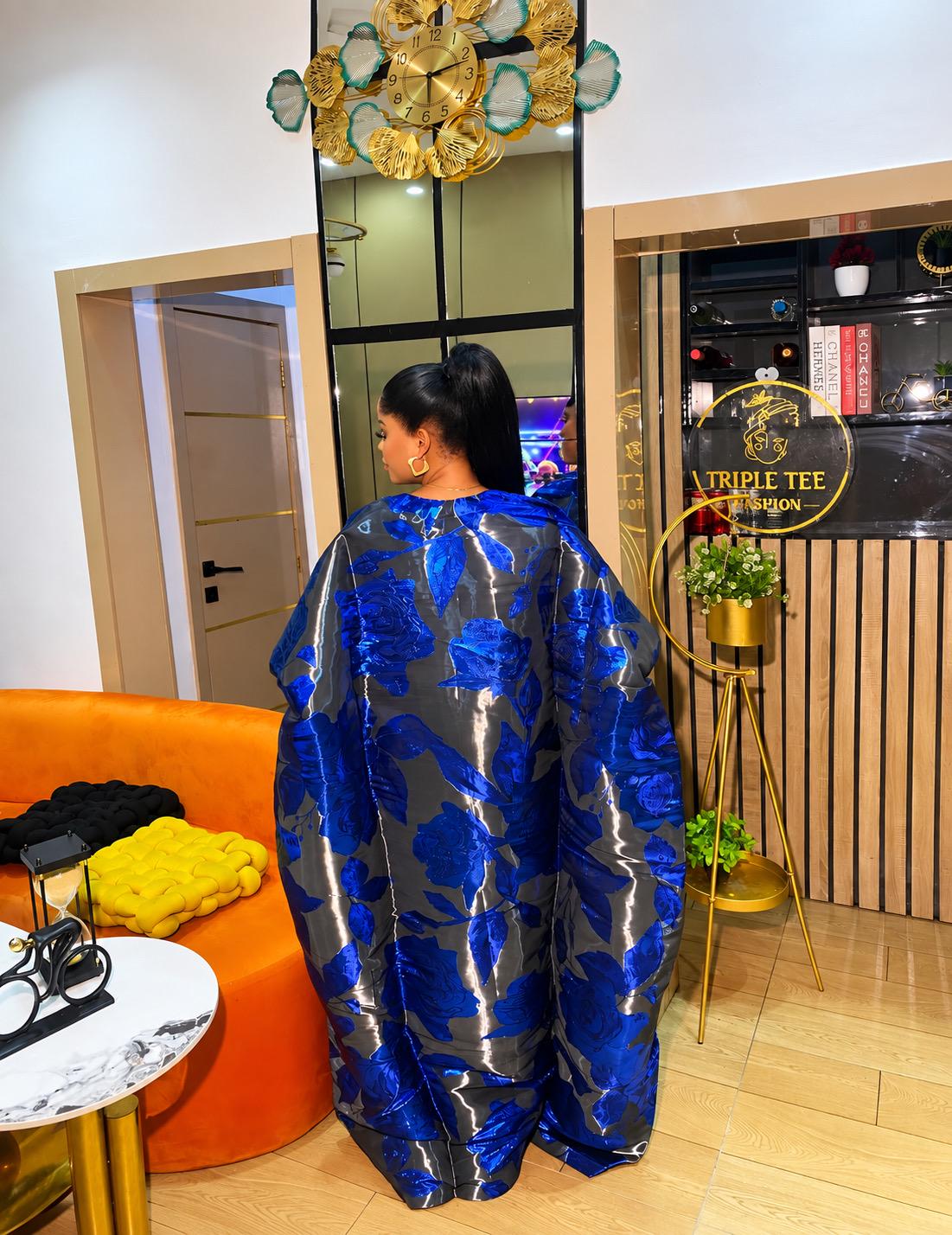 Luxury African Boubou Dress for Women, Iridescent Brocade Kaftan, One Size Free Size Maxi Gown, Inner Belt Waist, African Wedding Dress