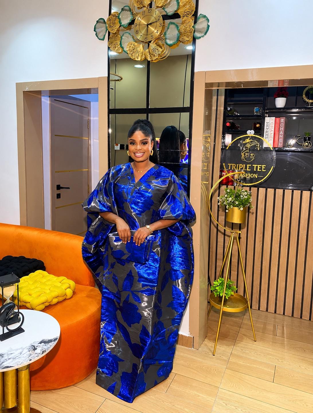 Luxury African Boubou Dress for Women, Iridescent Brocade Kaftan, One Size Free Size Maxi Gown, Inner Belt Waist, African Wedding Dress