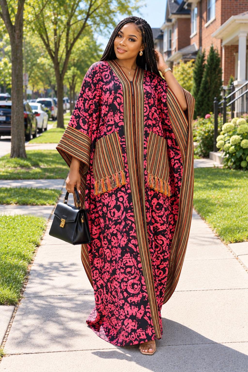 Handmade Ankara Brocade Kaftan Dress | African Print Boubou