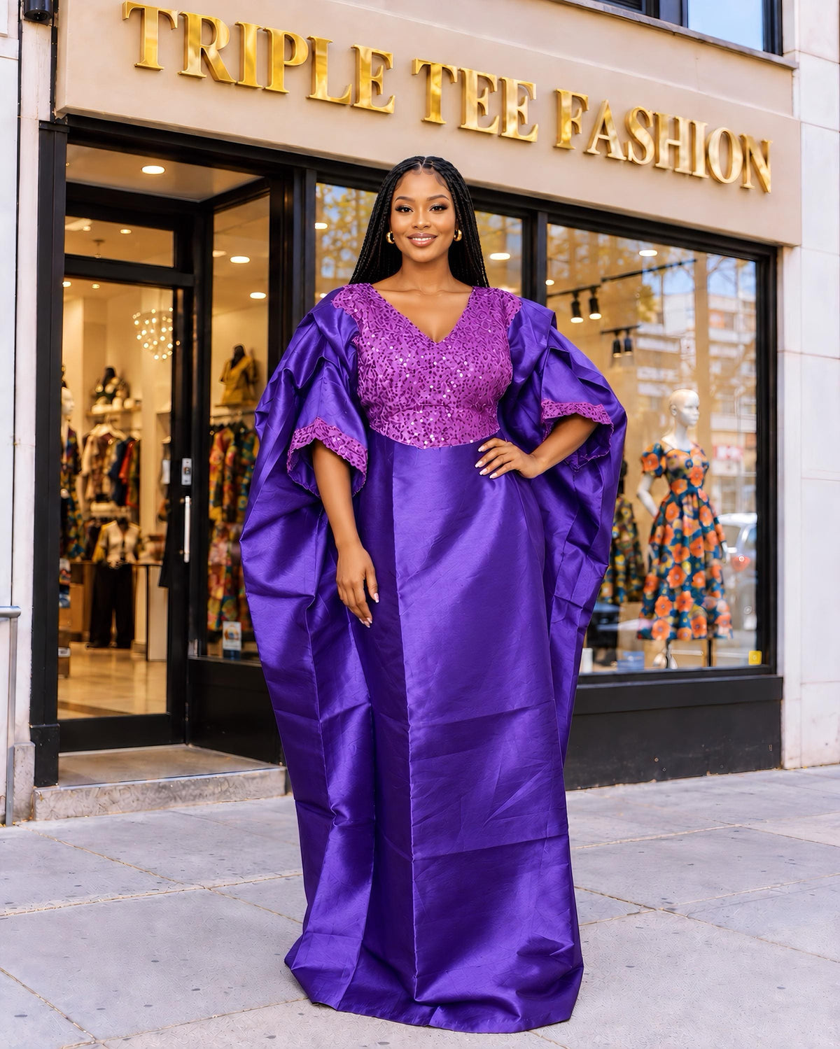 African dress| danshiki | Kaftan| Jalabiya| Rich aunty | Nigerian dress| Party dress| One size fits all| Mikado sequin boubou| Rich aunty