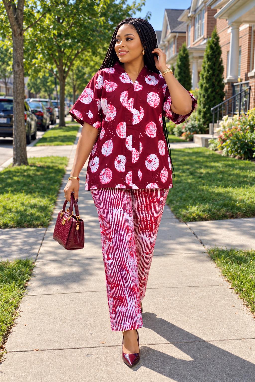African Ankara Two Piece Set for Women, Blue Print Top and Pants Set, African Clothing, Matching Trouser Outfit, Ankara Pant Set