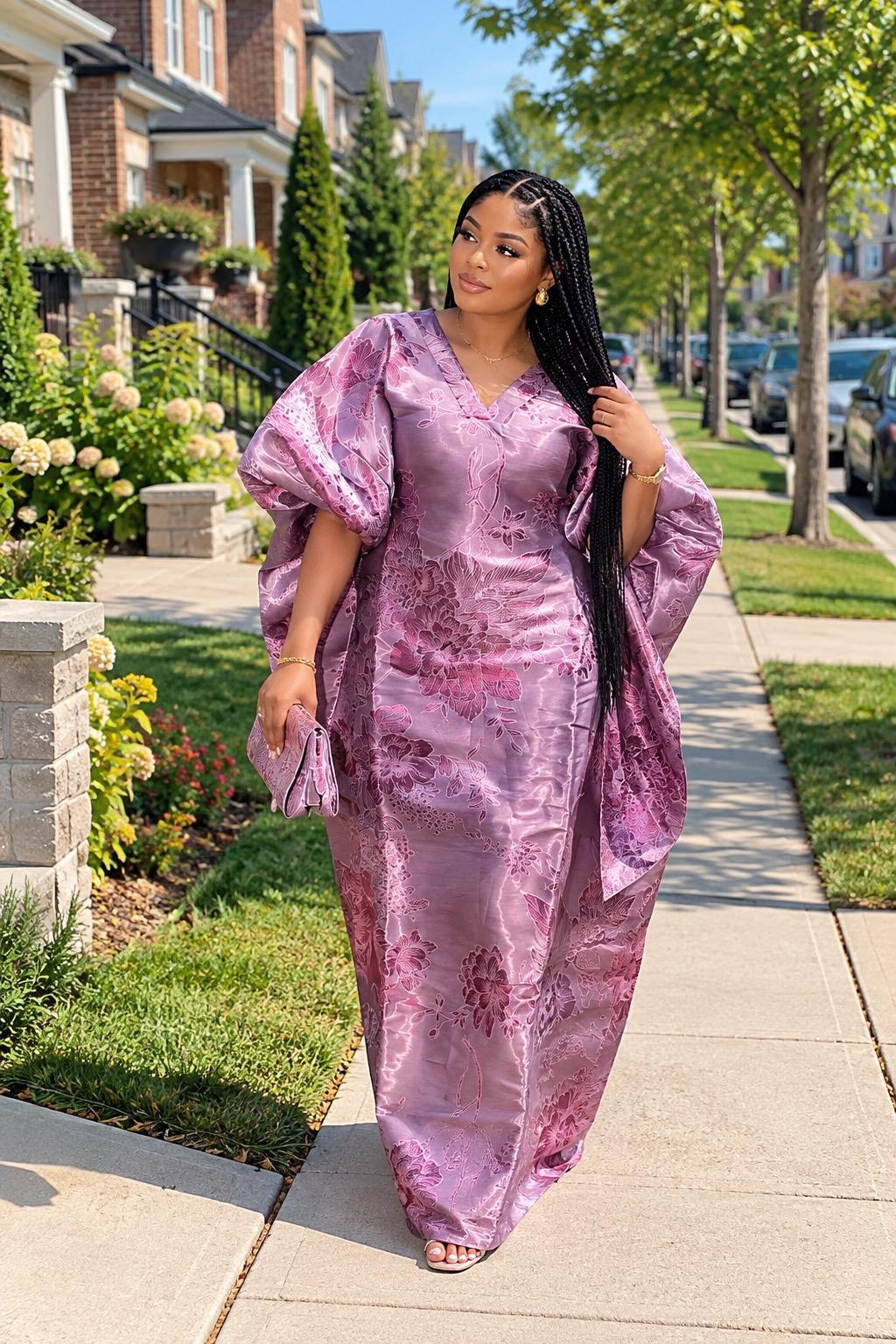 Luxury African Boubou Dress for Women, Iridescent Brocade Kaftan, One Size Free Size Maxi Gown, Inner Belt Waist, African Wedding Dress