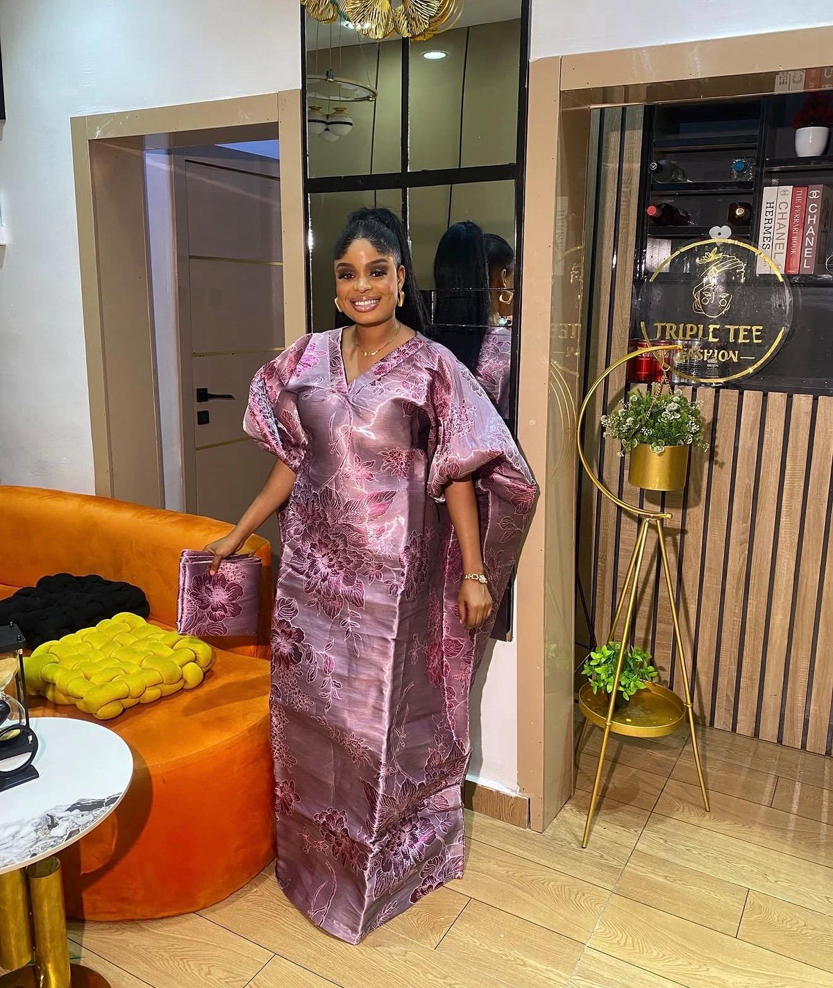 Luxury African Boubou Dress for Women, Iridescent Brocade Kaftan, One Size Free Size Maxi Gown, Inner Belt Waist, African Wedding Dress