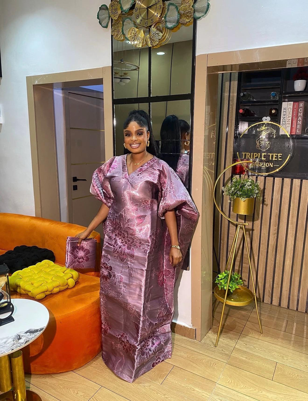 Luxury African Boubou Dress for Women, Iridescent Brocade Kaftan, One Size Free Size Maxi Gown, Inner Belt Waist, African Wedding Dress