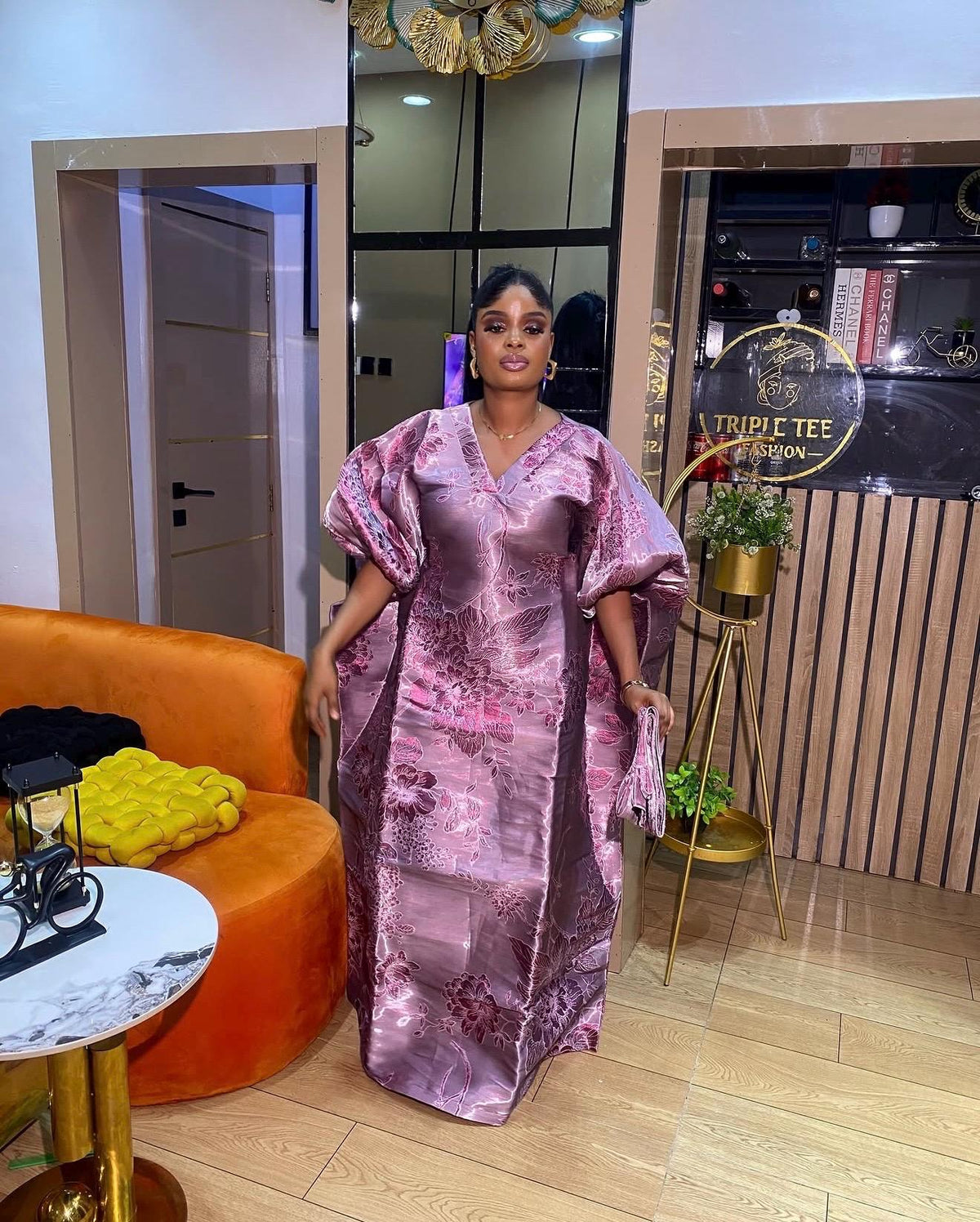 Luxury African Boubou Dress for Women, Iridescent Brocade Kaftan, One Size Free Size Maxi Gown, Inner Belt Waist, African Wedding Dress