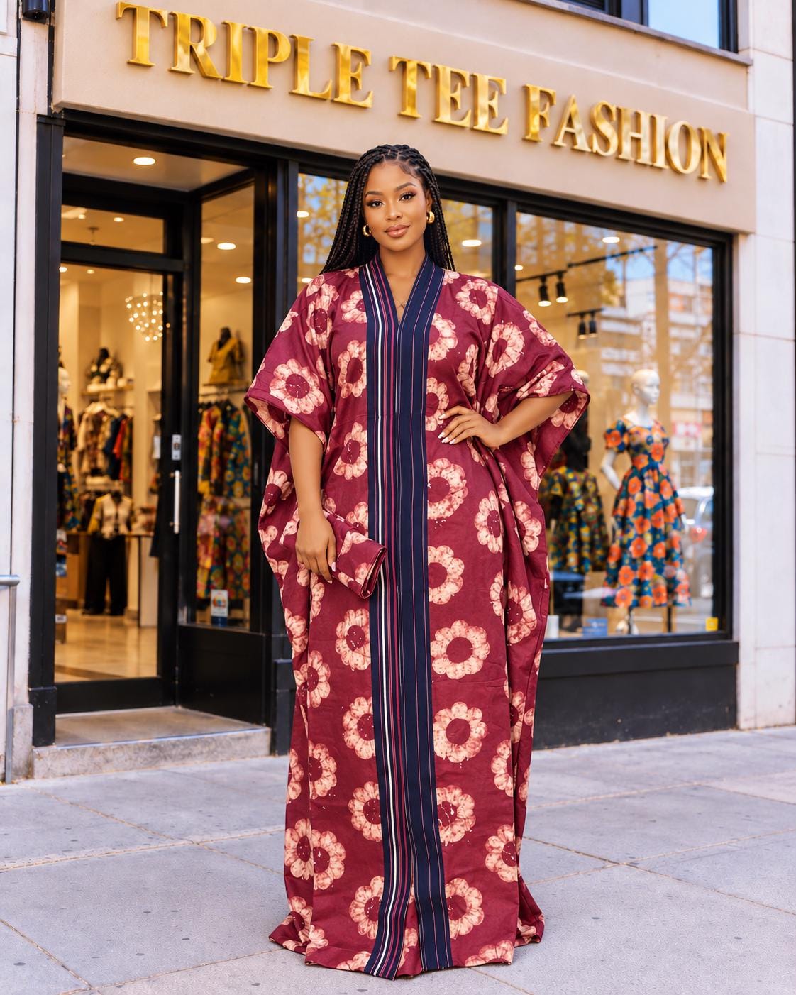 Handmade African Adire Batik Kaftan Dress | Nigerian Boubou